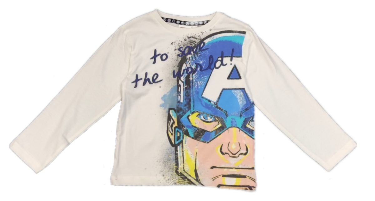 Avengers Langarmshirt für Kinder in weiß mit Captain America